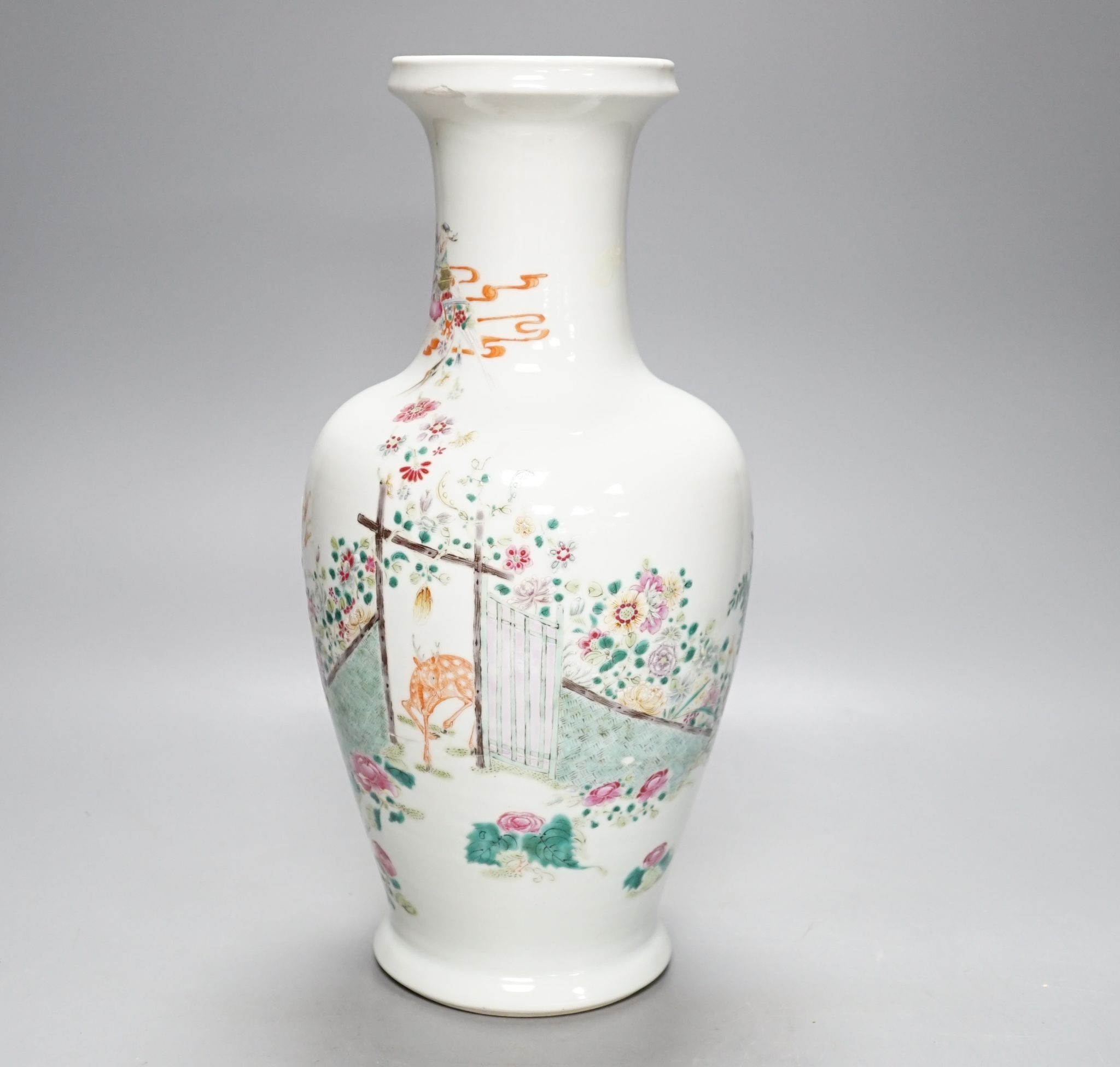 A 19th century Chinese famille rose vase, 35cm